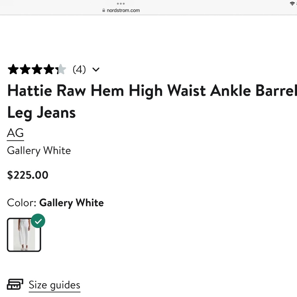 AG Jeans Hattie High Rise Raw Hem Ankle Barrel in Gallery White Size 28 - Picture 3 of 7